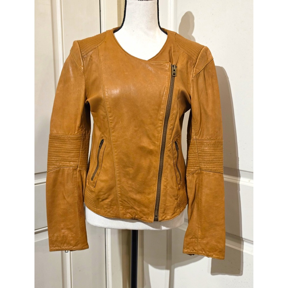 Lucky Brand Women's Lamb Leather Biker racer Jacket Full Zip Size S